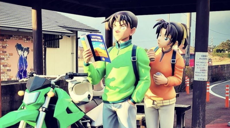Neue Statue von Heiji und Kazuha in Conan Town